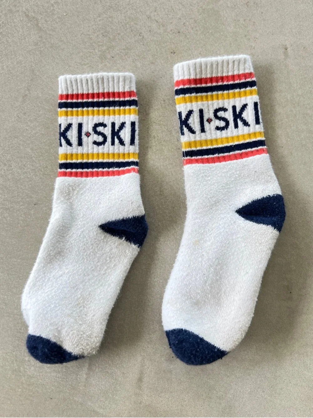 Janie & Jack toddler Cozy Crew SKI Socks with Navy Accents - Picture 3 of 4